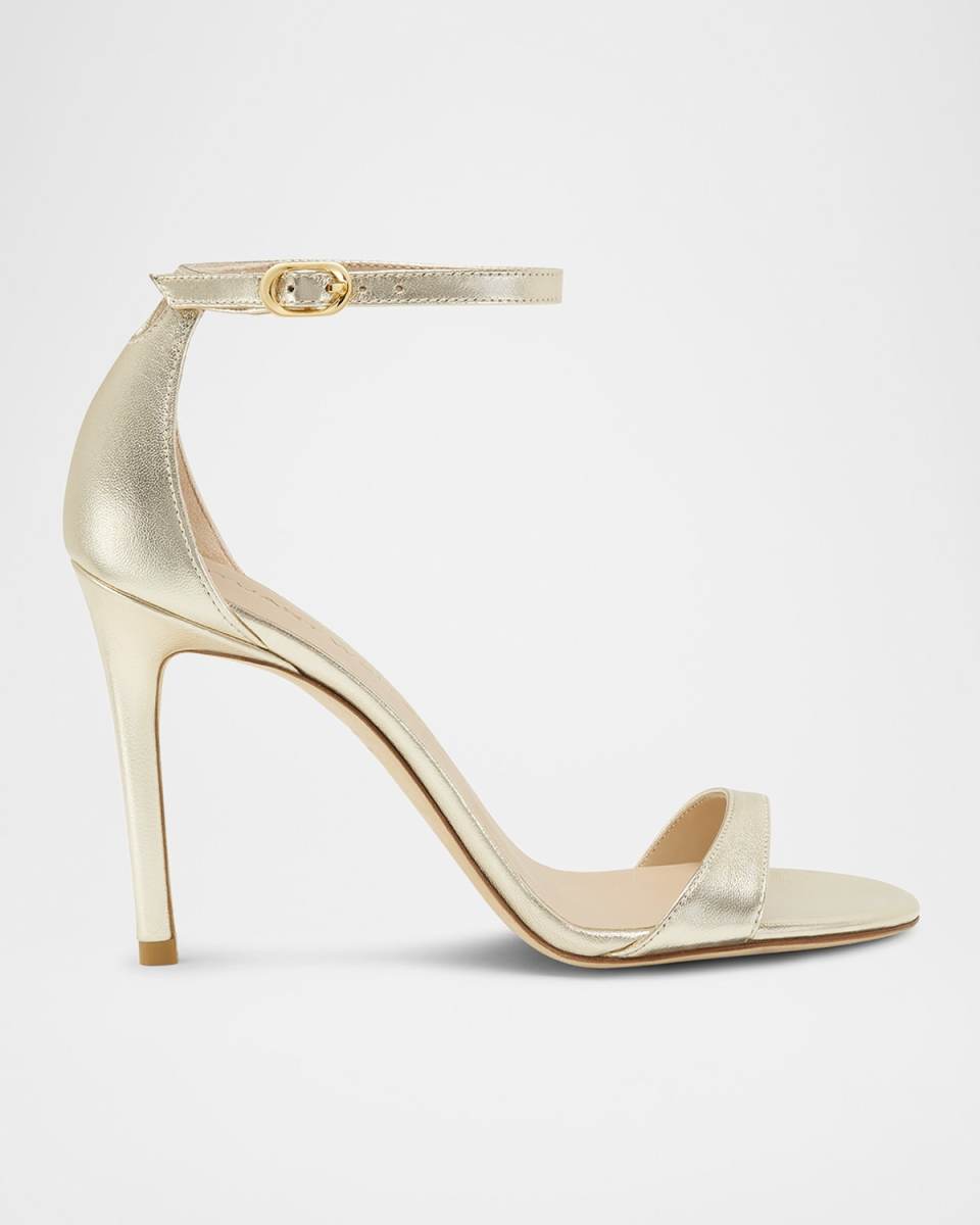 Nudist Metallic Ankle-Strap Sandals